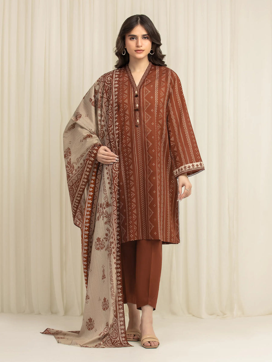edenrobe Allure Lawn Unstitched Printed 3Pc Suit EWU6A1-36639