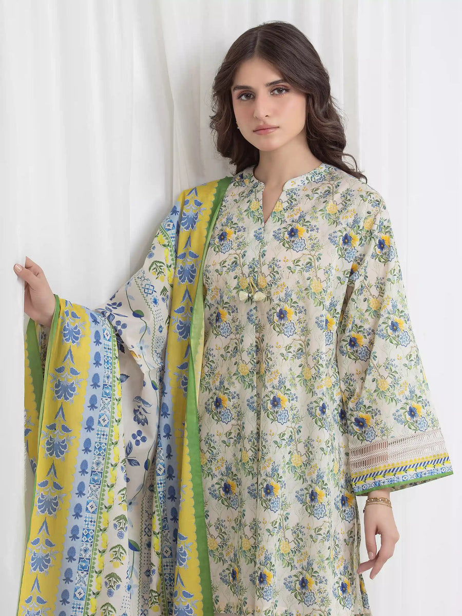 edenrobe Allure Lawn Unstitched Printed 3Pc Suit EWU6A1-36642