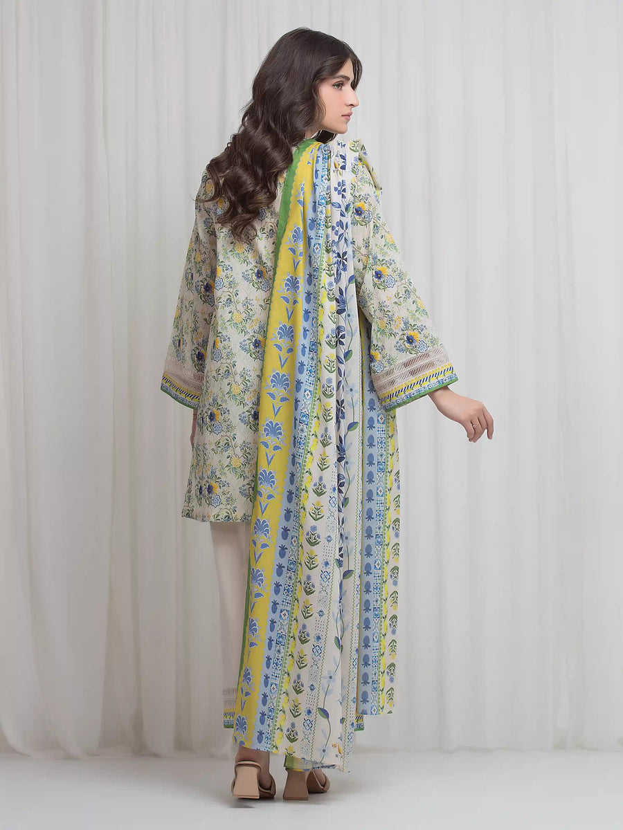 edenrobe Allure Lawn Unstitched Printed 3Pc Suit EWU6A1-36642