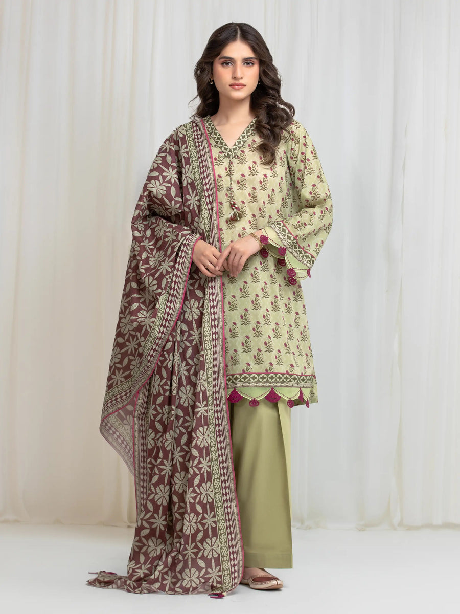 edenrobe Allure Lawn Unstitched Printed 3Pc Suit EWU6A1-36643