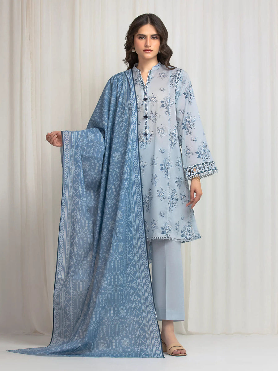 edenrobe Allure Lawn Unstitched Printed 3Pc Suit EWU6A1-36644