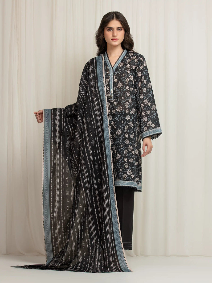 edenrobe Allure Lawn Unstitched Printed 3Pc Suit EWU6A1-36645