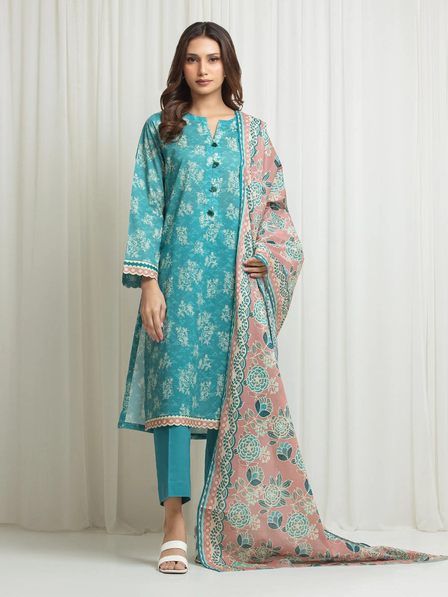 edenrobe Allure Lawn Unstitched Printed 3Pc Suit EWU6A1-36646