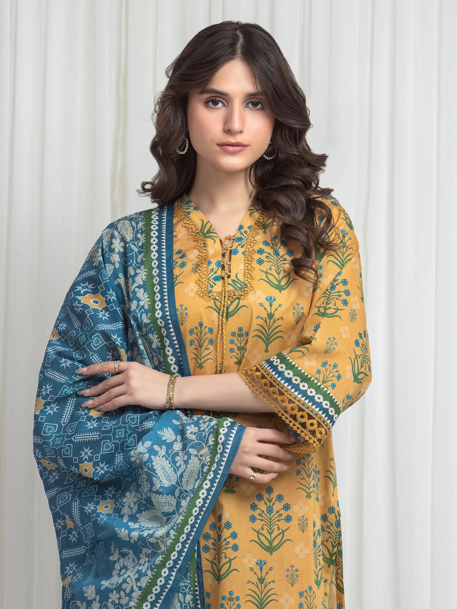 edenrobe Allure Lawn Unstitched Printed 3Pc Suit EWU6A1-36647