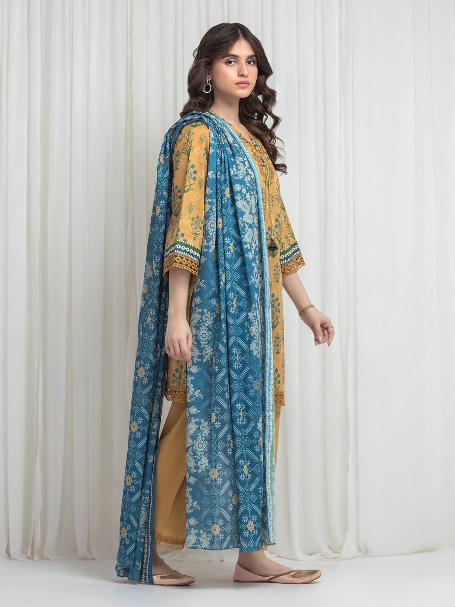 edenrobe Allure Lawn Unstitched Printed 3Pc Suit EWU6A1-36647