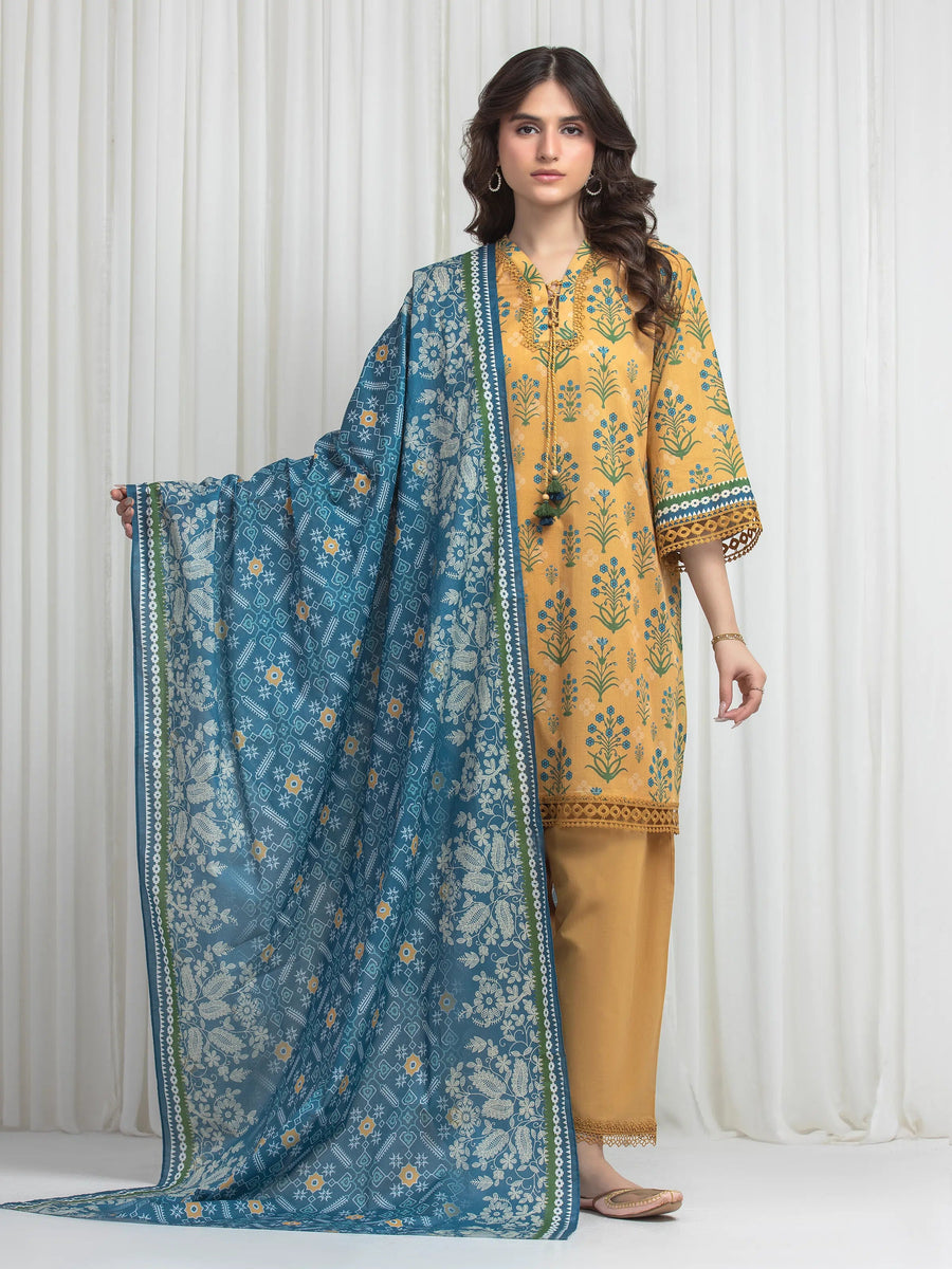 edenrobe Allure Lawn Unstitched Printed 3Pc Suit EWU6A1-36647