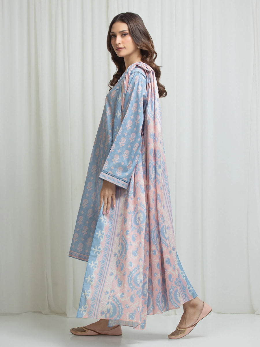 edenrobe Allure Lawn Unstitched Printed 3Pc Suit EWU6A1-36655