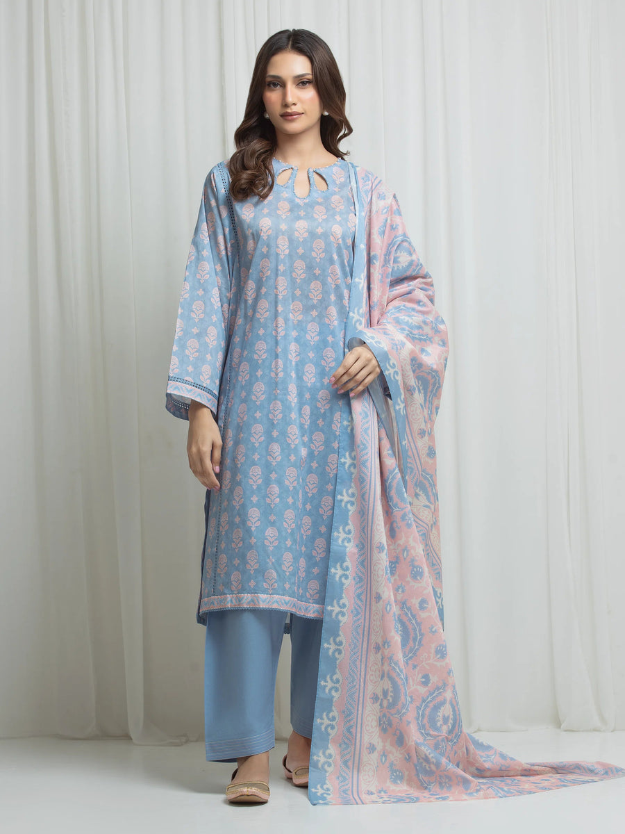 edenrobe Allure Lawn Unstitched Printed 3Pc Suit EWU6A1-36655