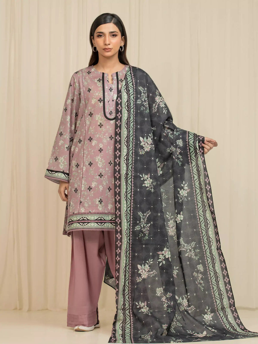 edenrobe Allure Lawn Unstitched Printed 3Pc Suit EWU6A1-36657