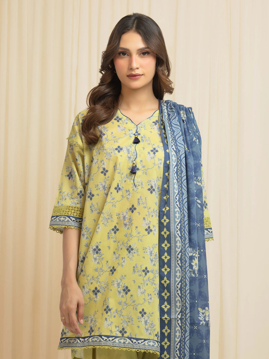edenrobe Allure Lawn Unstitched Printed 3Pc Suit EWU6A1-36658