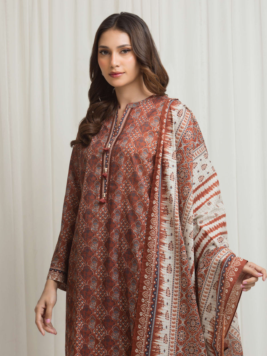 edenrobe Allure Lawn Unstitched Printed 3Pc Suit EWU6A1-36659