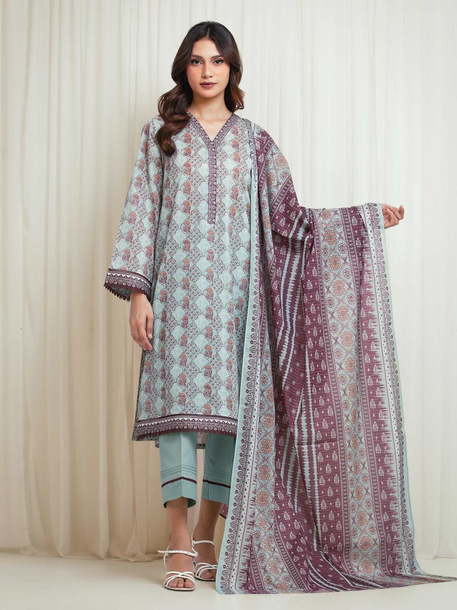 edenrobe Allure Lawn Unstitched Printed 3Pc Suit EWU6A1-36660