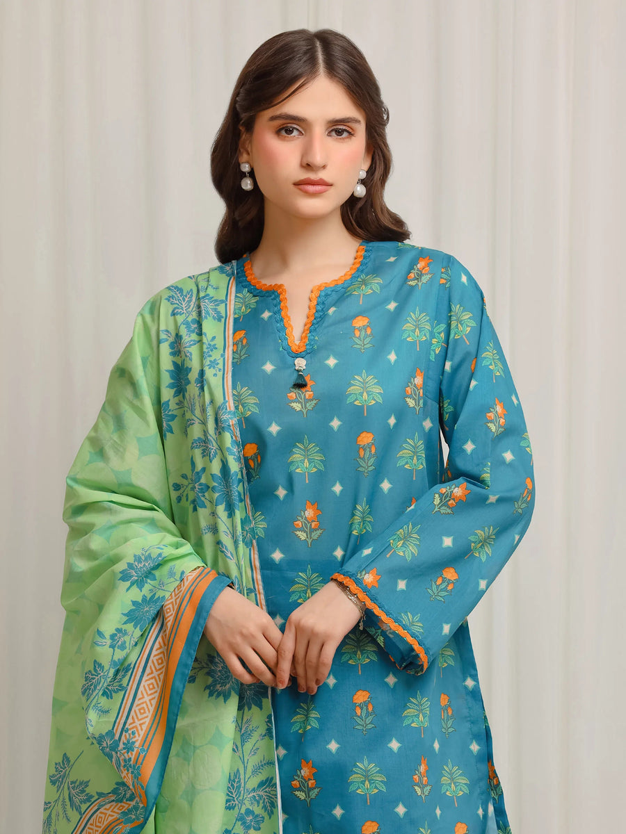 edenrobe Allure Lawn Unstitched Printed 3Pc Suit EWU6A1-36661