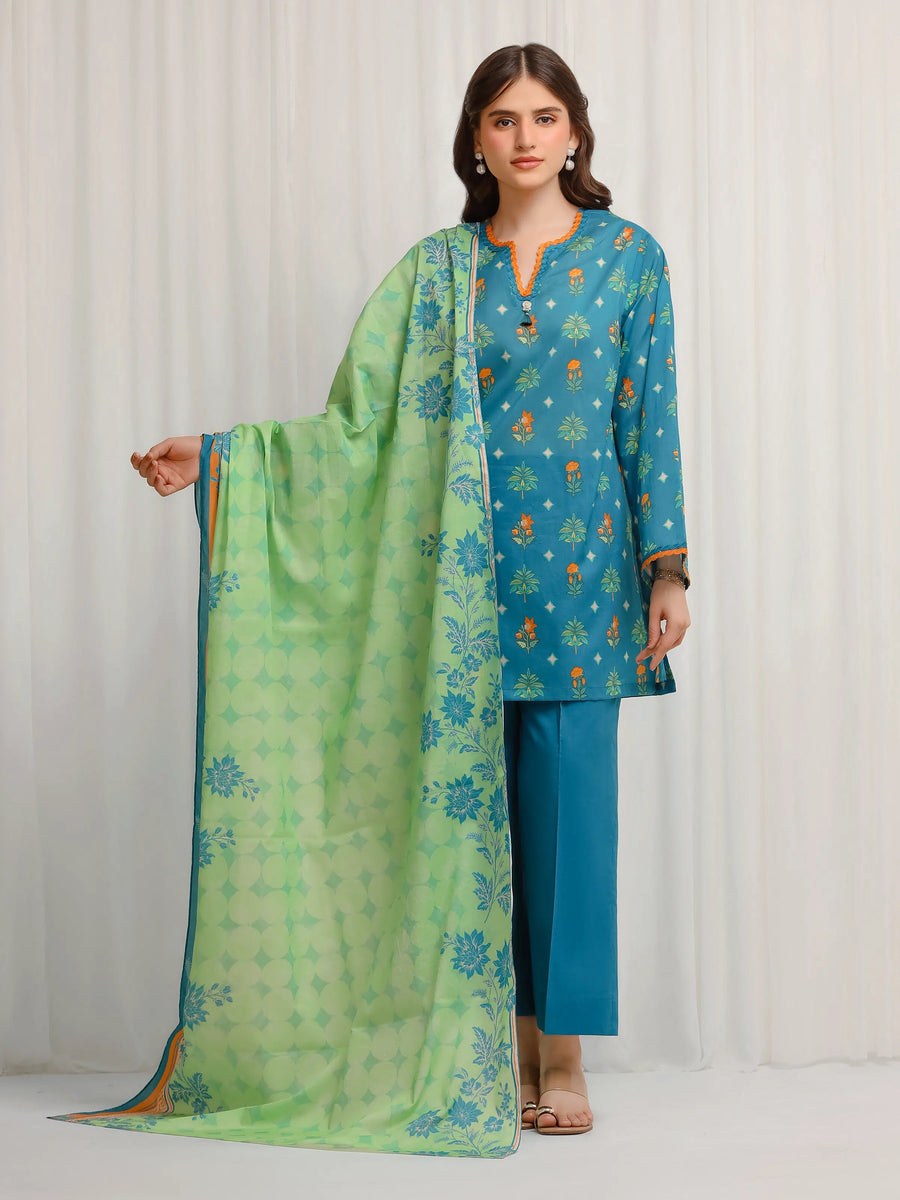 edenrobe Allure Lawn Unstitched Printed 3Pc Suit EWU6A1-36661