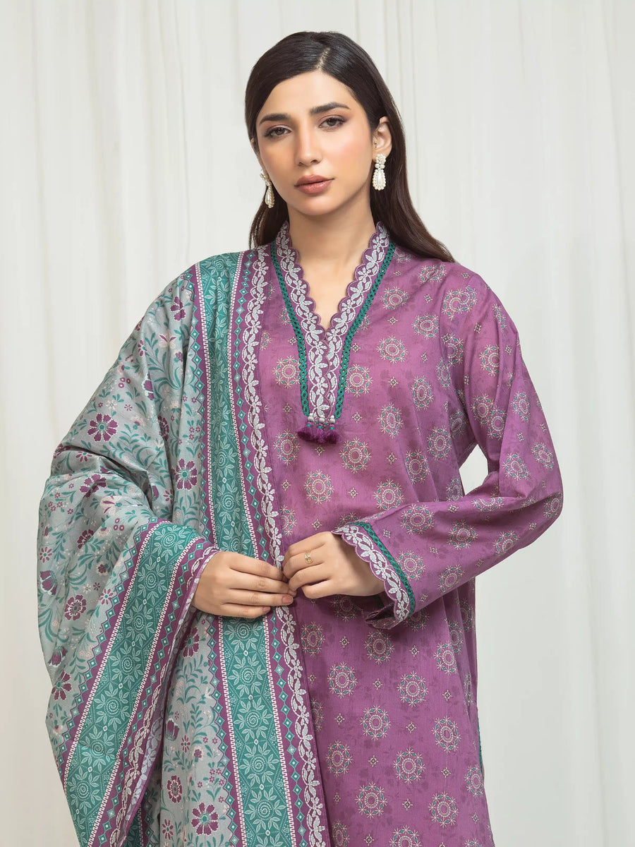 edenrobe Allure Lawn Unstitched Printed 3Pc Suit EWU6A1-36662