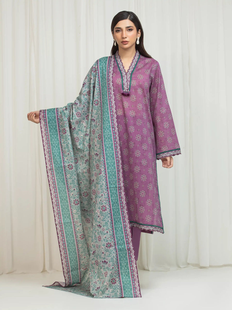edenrobe Allure Lawn Unstitched Printed 3Pc Suit EWU6A1-36662