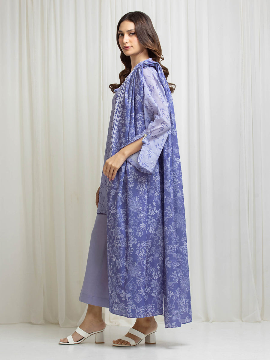 edenrobe Allure Lawn Unstitched Printed 3Pc Suit EWU6A1-36664