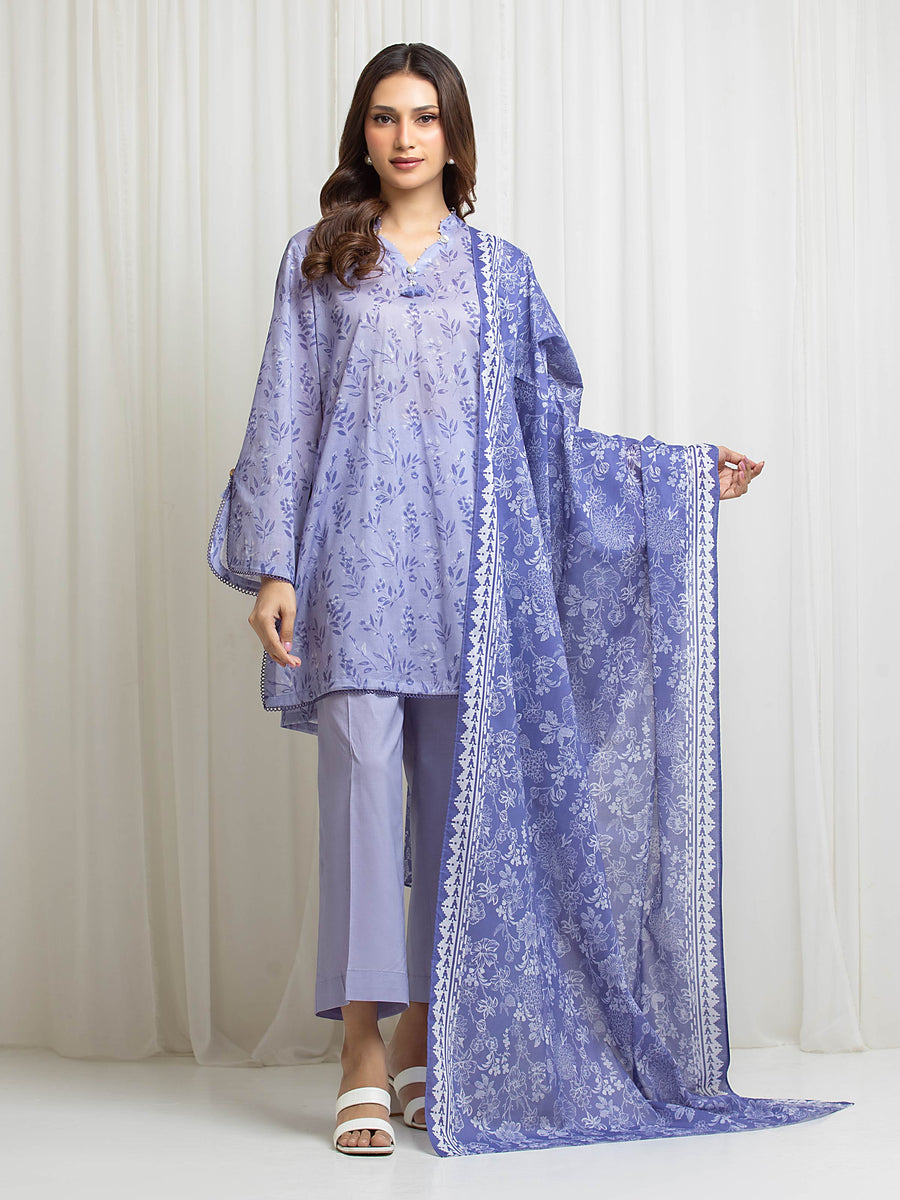 edenrobe Allure Lawn Unstitched Printed 3Pc Suit EWU6A1-36664