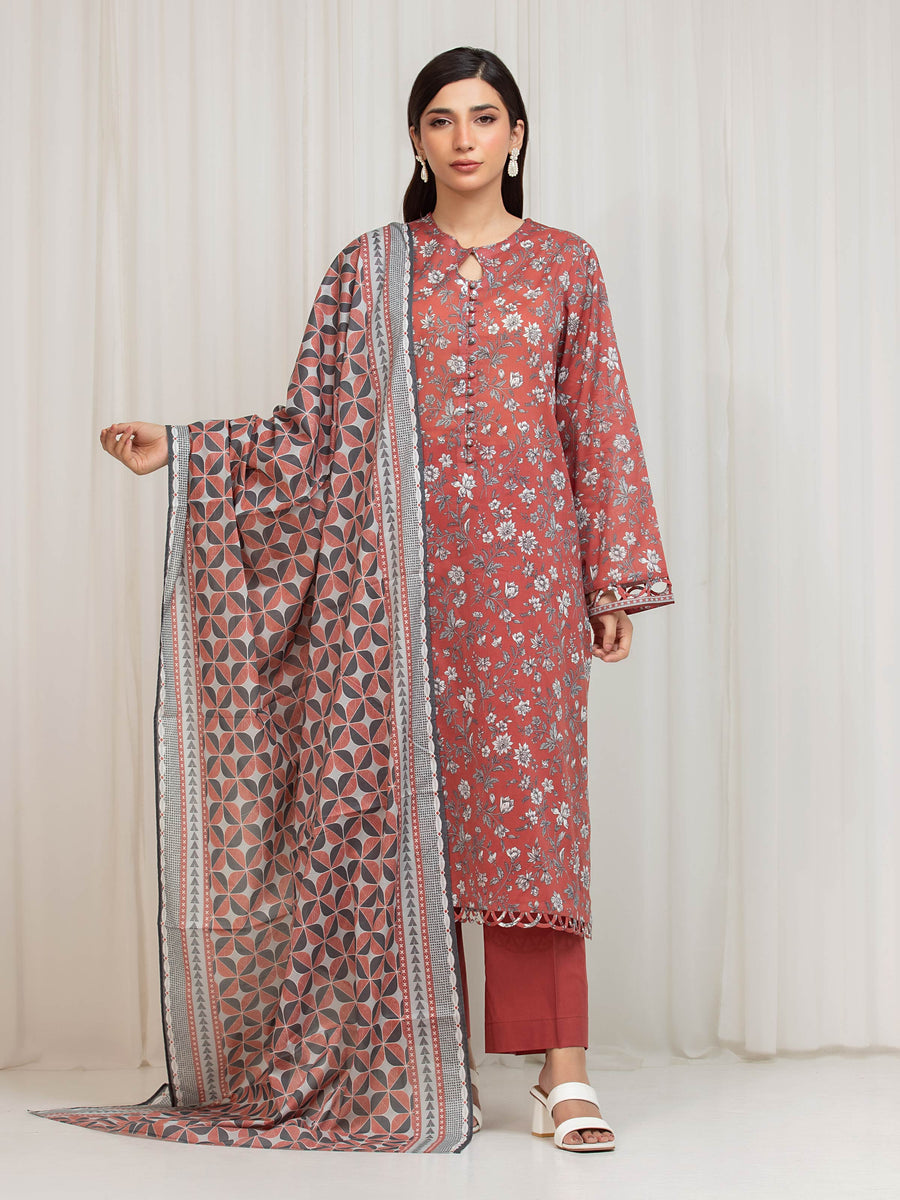 edenrobe Allure Lawn Unstitched Printed 3Pc Suit EWU6A1-36665