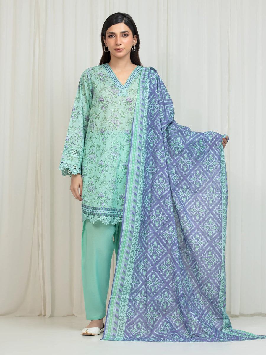 edenrobe Allure Lawn Unstitched Printed 3Pc Suit EWU6A1-36667