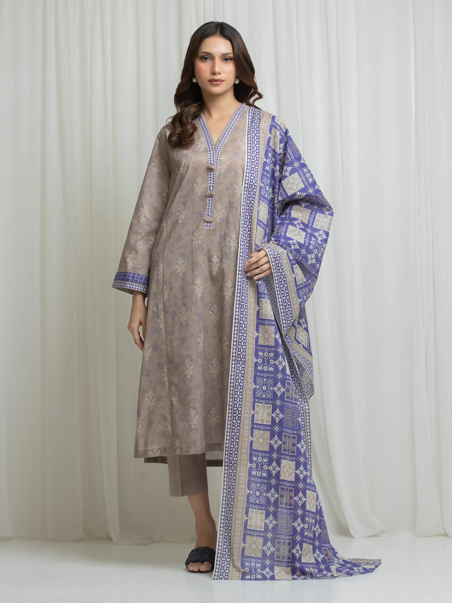 edenrobe Allure Lawn Unstitched Printed 3Pc Suit EWU6A1-36670