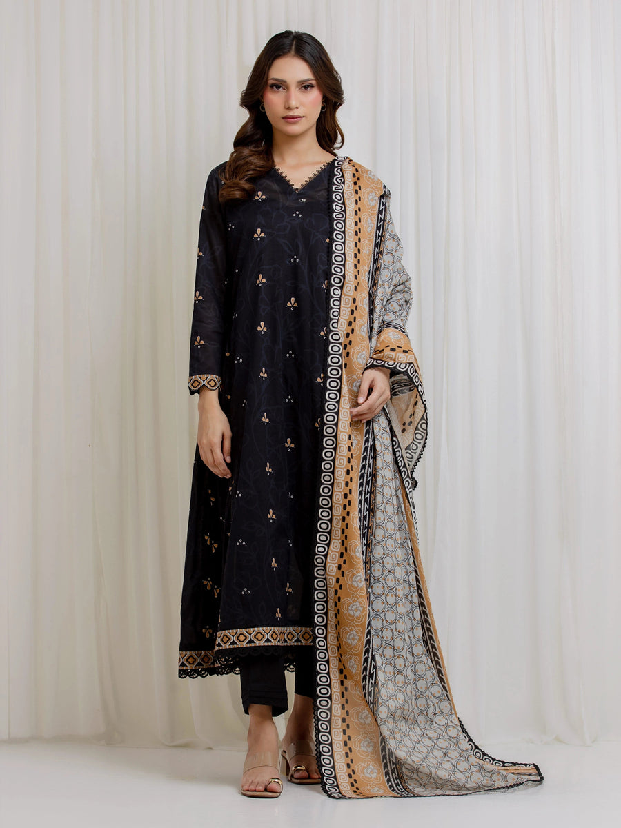 edenrobe Allure Lawn Unstitched Printed 3Pc Suit EWU6A1-36672