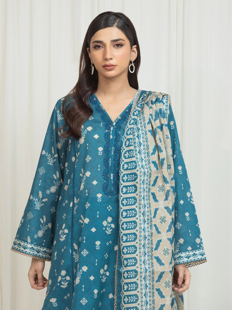edenrobe Allure Lawn Unstitched Printed 3Pc Suit EWU6A1-36673