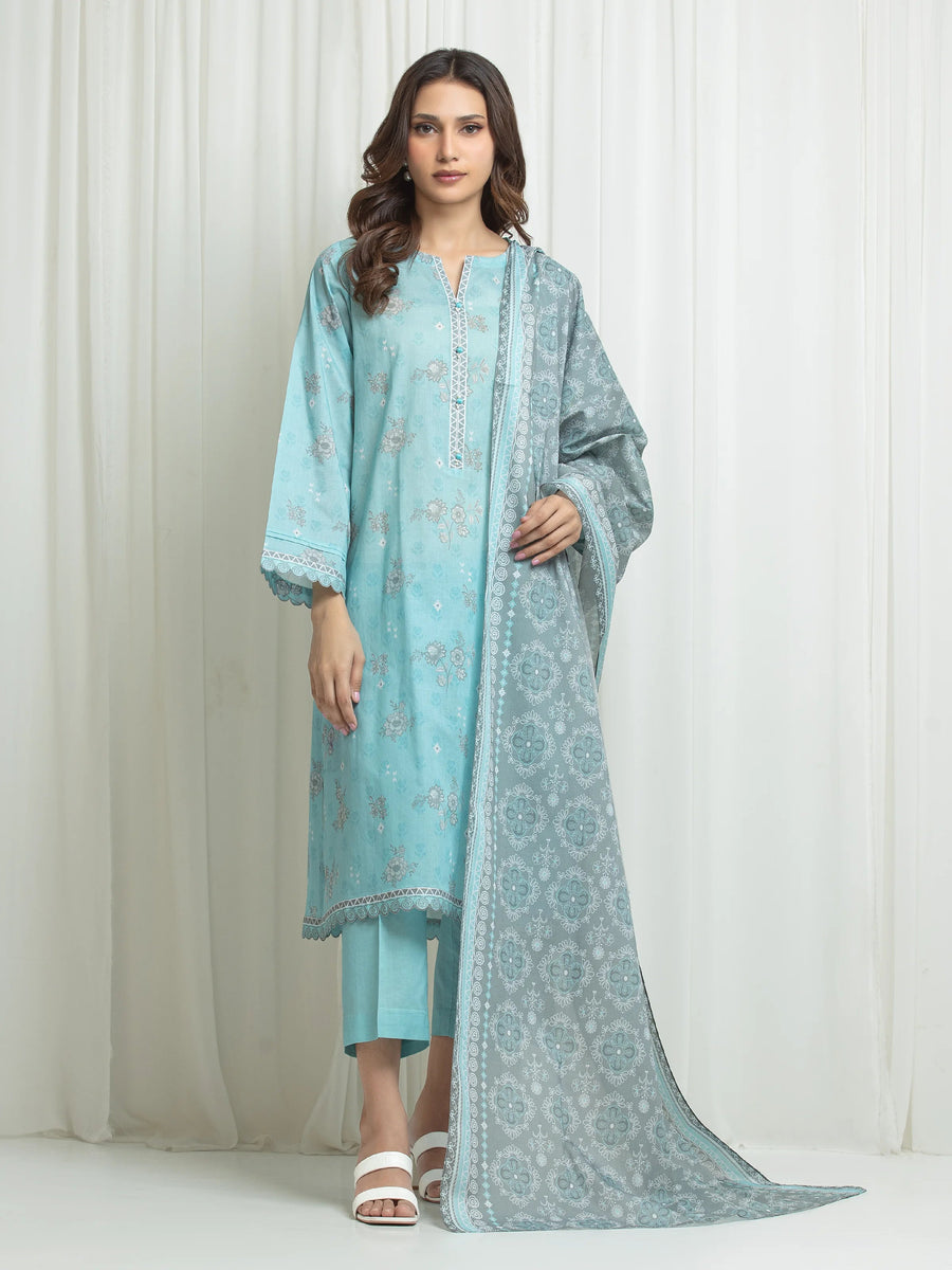 edenrobe Allure Lawn Unstitched Printed 3Pc Suit EWU6A1-36676
