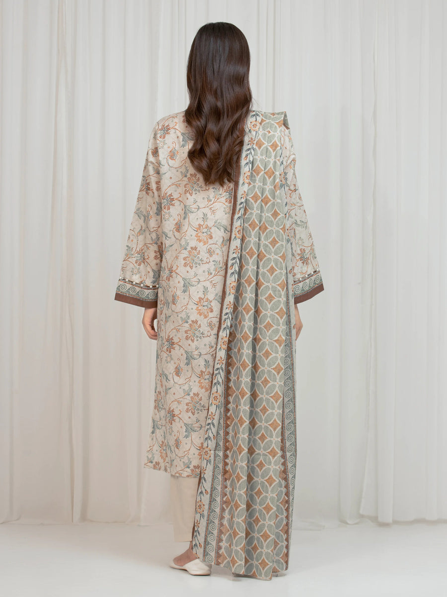 edenrobe Allure Lawn Unstitched Printed 3Pc Suit EWU6A1-36677