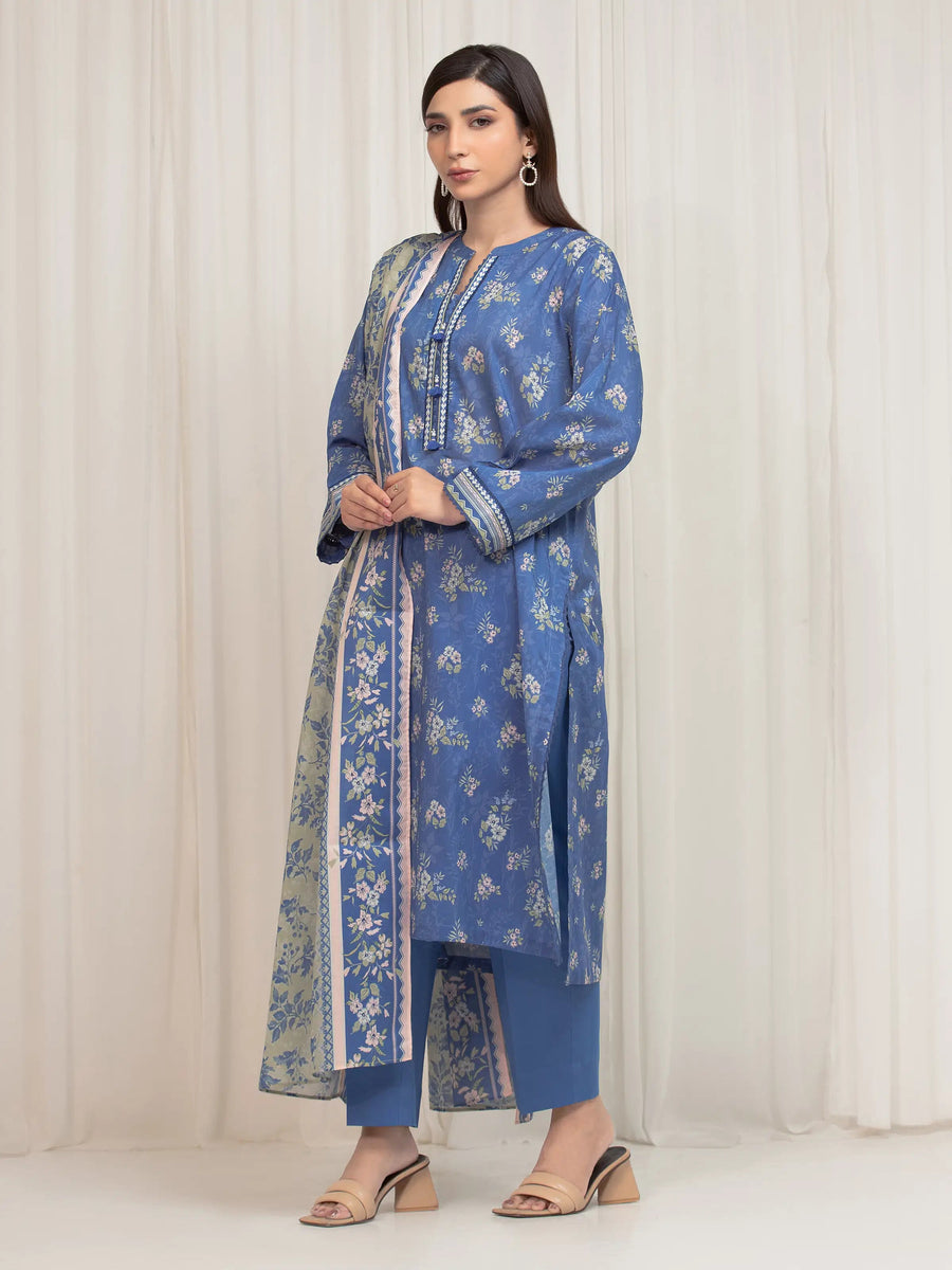 edenrobe Allure Lawn Unstitched Printed 3Pc Suit EWU6A1-36678