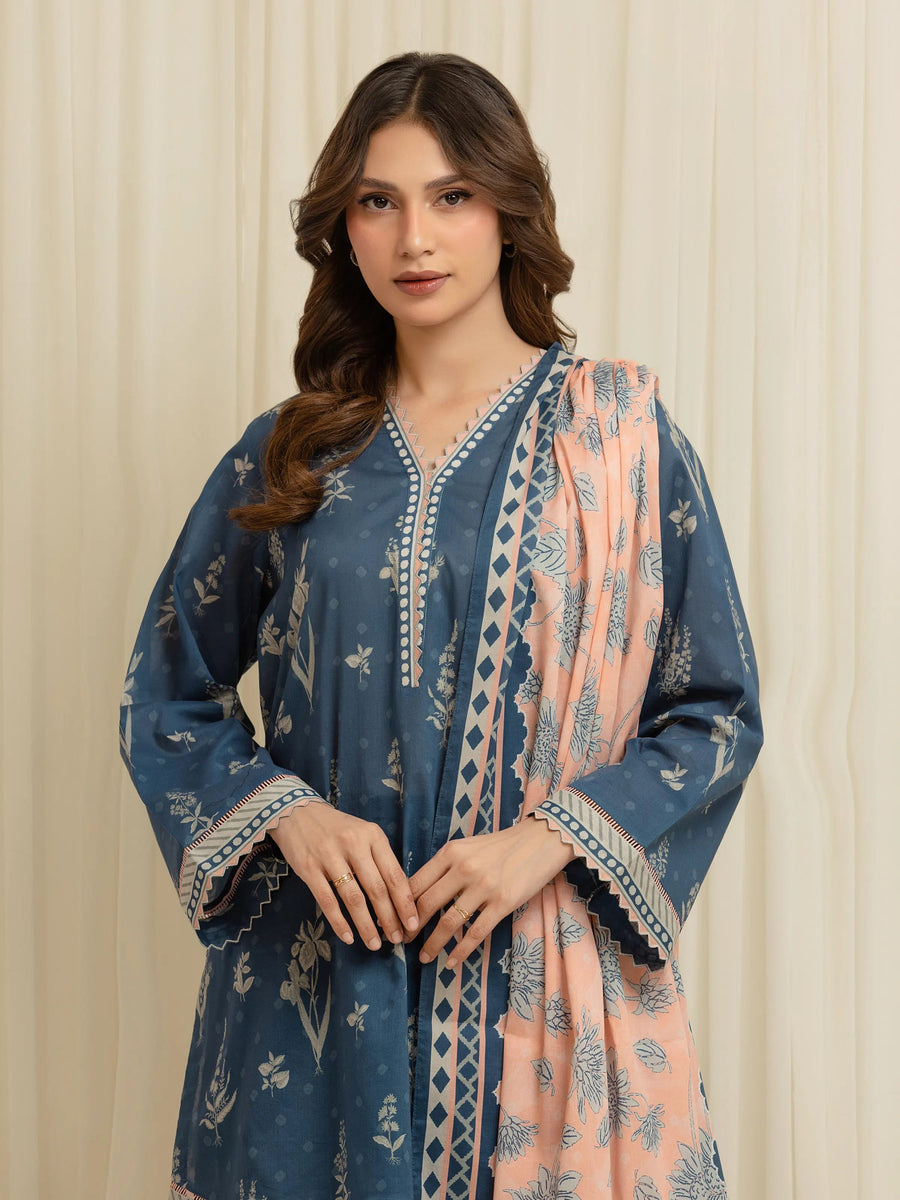 edenrobe Allure Lawn Unstitched Printed 3Pc Suit EWU6A1-36682