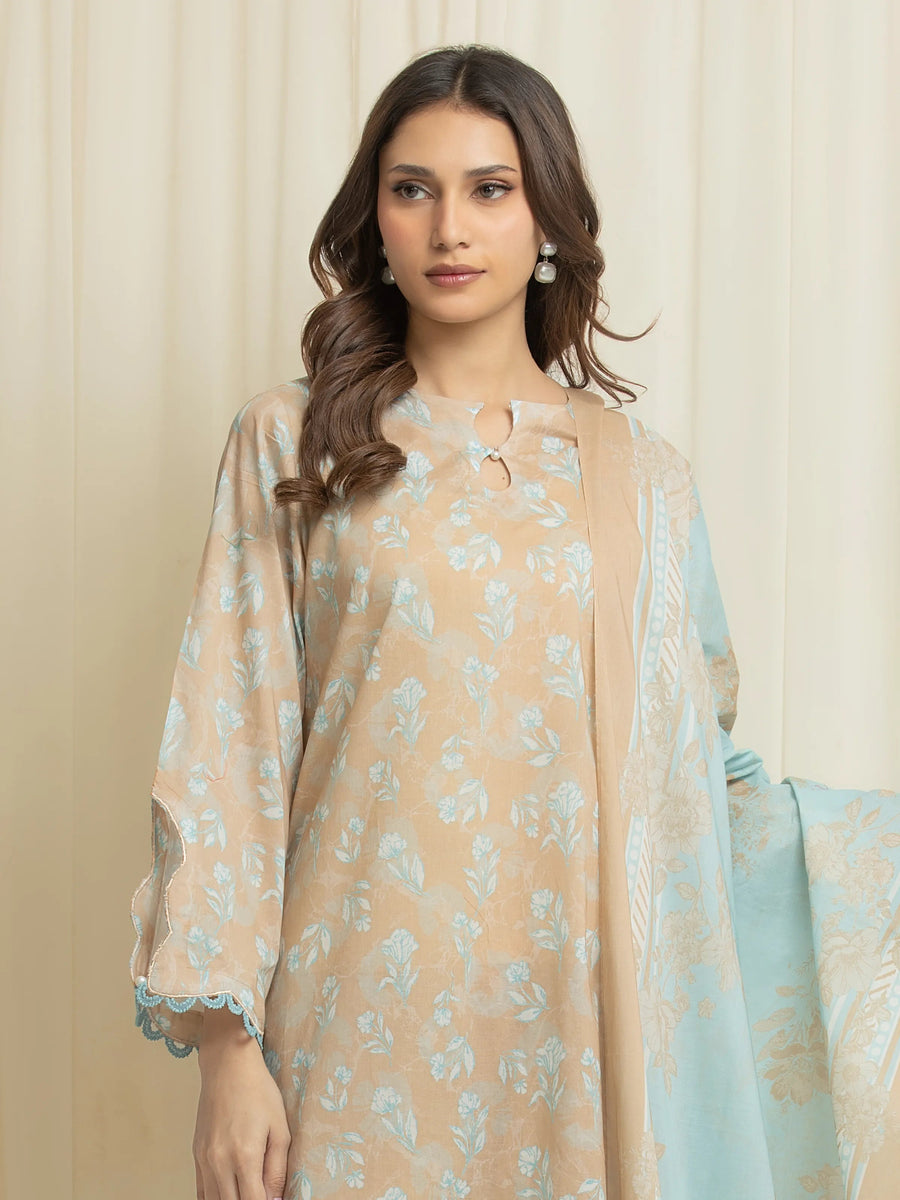 edenrobe Allure Lawn Unstitched Printed 3Pc Suit EWU6A1-36683
