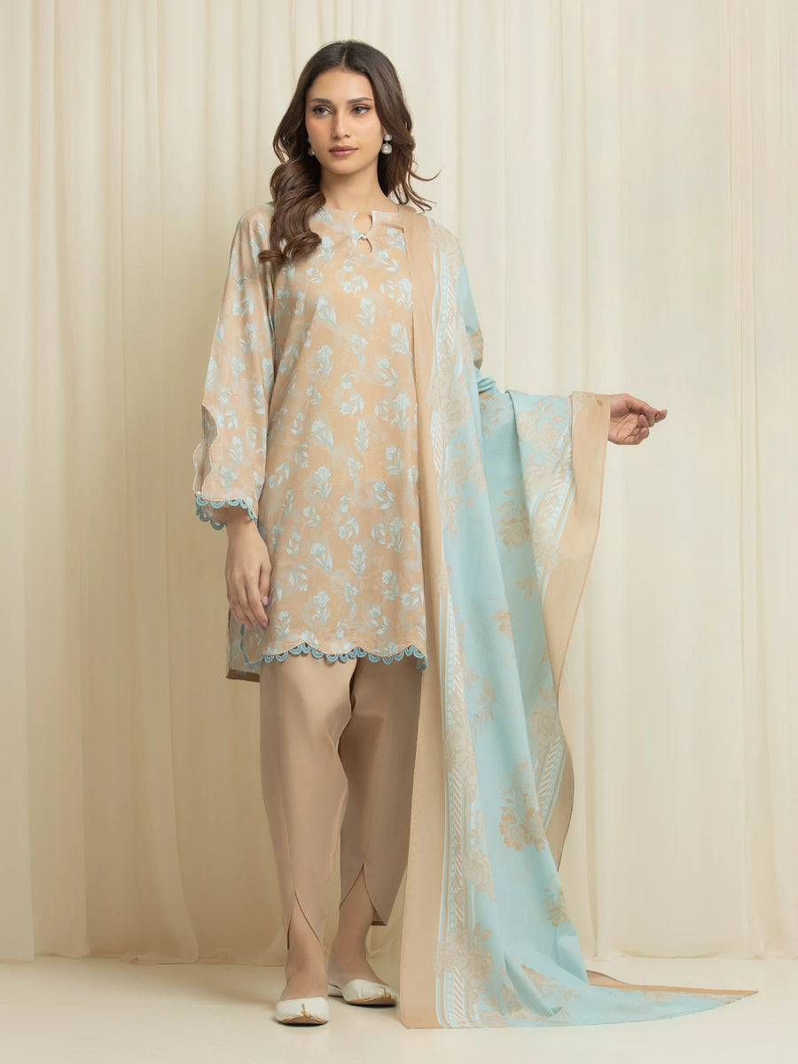 edenrobe Allure Lawn Unstitched Printed 3Pc Suit EWU6A1-36683
