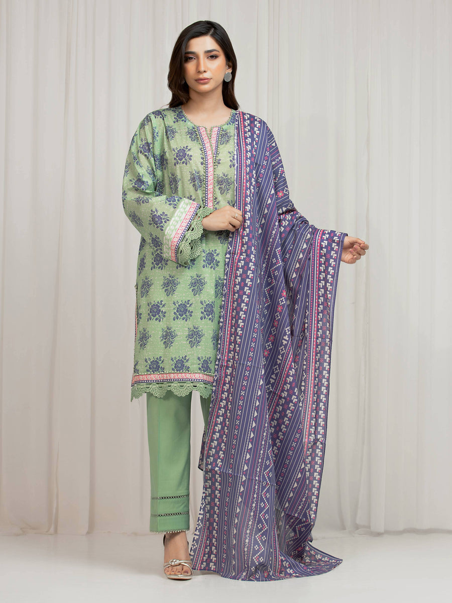edenrobe Allure Lawn Unstitched Printed 3Pc Suit EWU6A1-36684