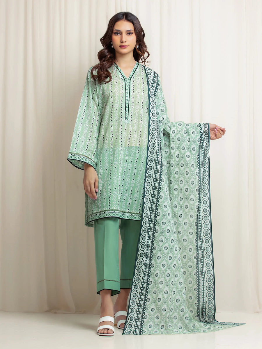 edenrobe Allure Lawn Unstitched Printed 3Pc Suit EWU6A1-36689