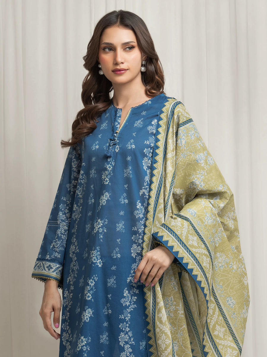 edenrobe Allure Lawn Unstitched Printed 3Pc Suit EWU6A1-36691
