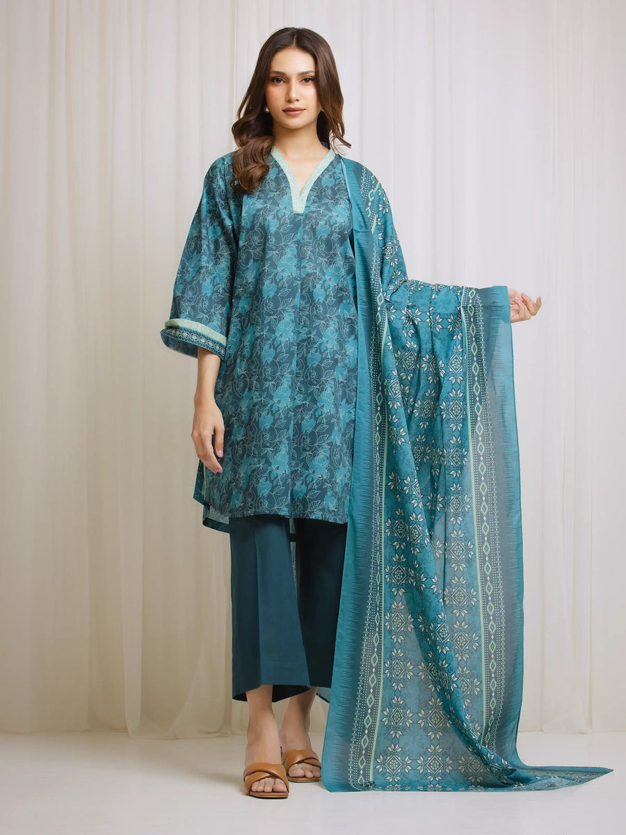 edenrobe Allure Lawn Unstitched Printed 3Pc Suit EWU6A1-36694