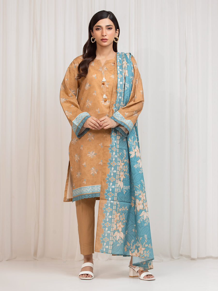 edenrobe Allure Lawn Unstitched Printed 3Pc Suit EWU6A1-36699
