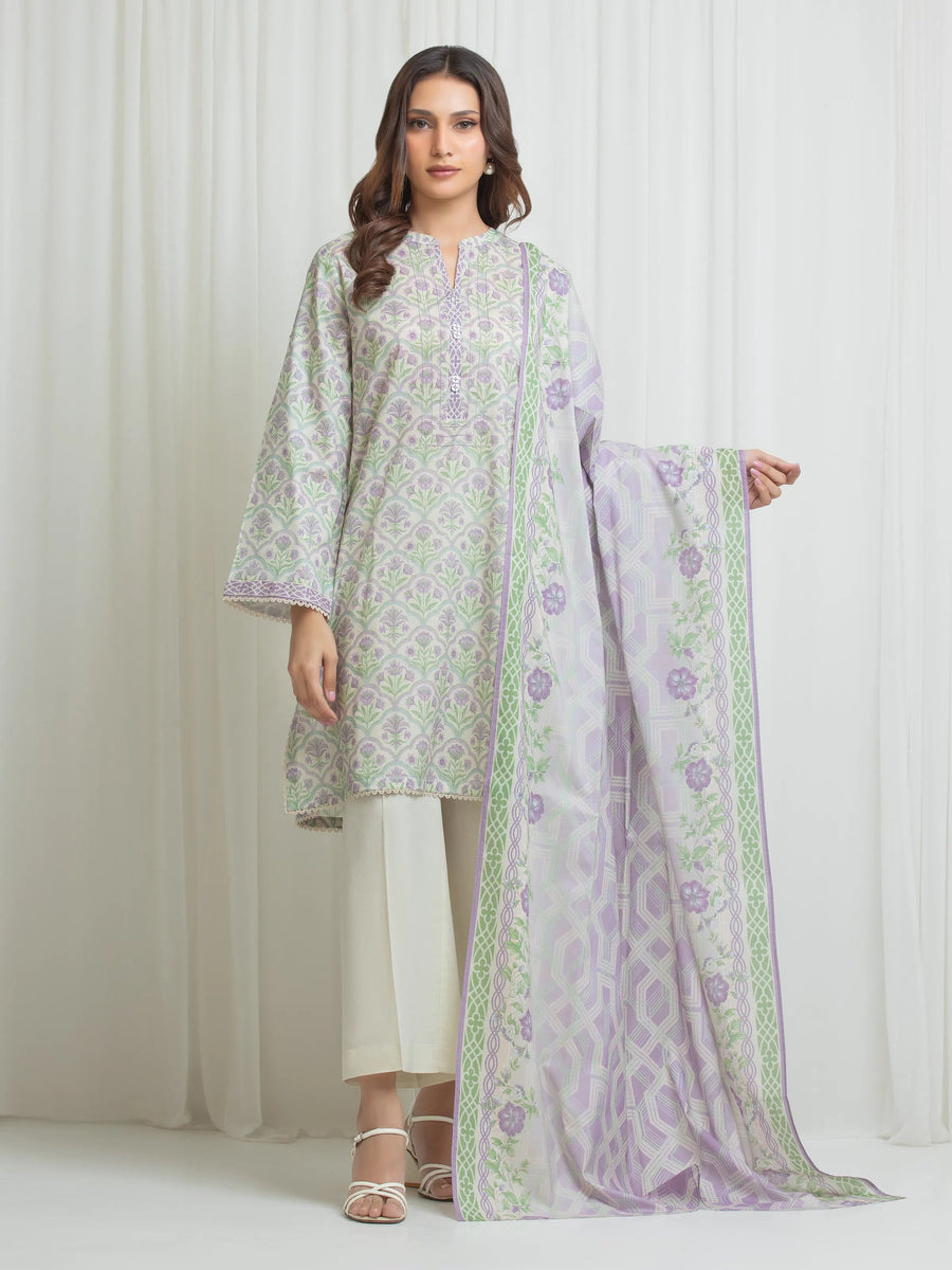 edenrobe Allure Lawn Unstitched Printed 3Pc Suit EWU6A1-36703