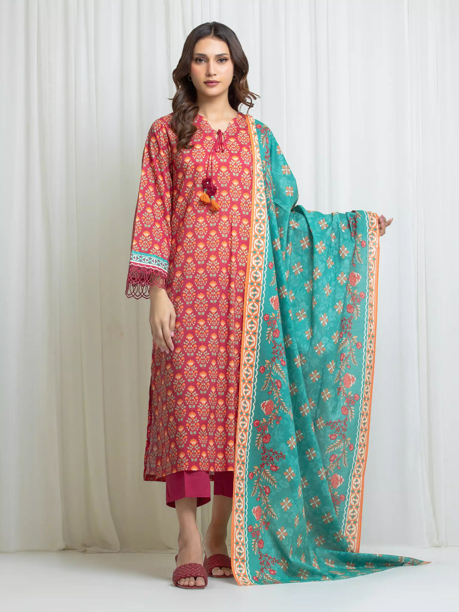 edenrobe Allure Lawn Unstitched Printed 3Pc Suit EWU6A1-36704