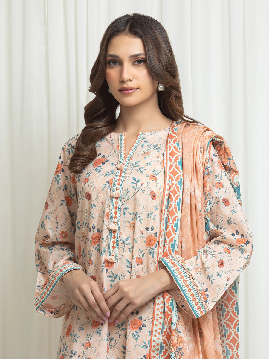 edenrobe Allure Lawn Unstitched Printed 3Pc Suit EWU6A1-36706