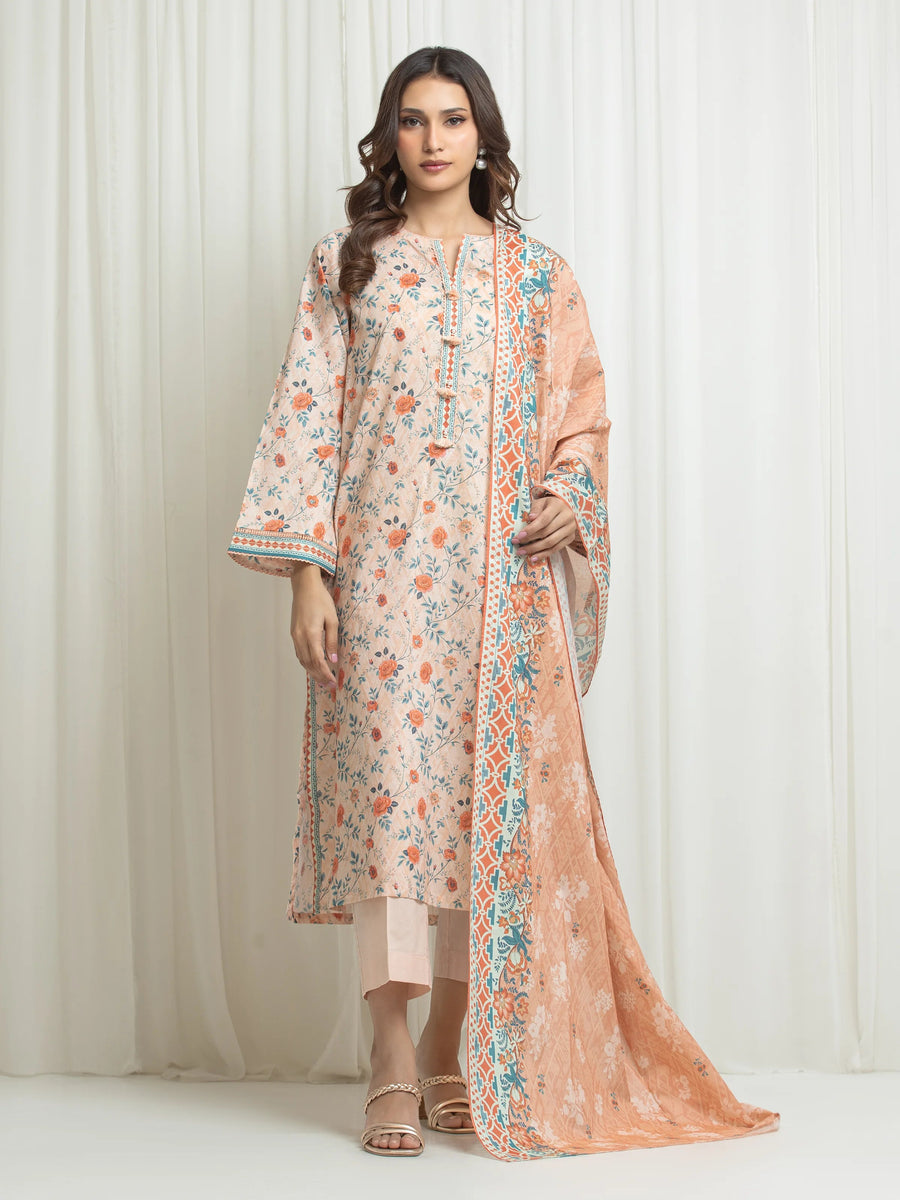 edenrobe Allure Lawn Unstitched Printed 3Pc Suit EWU6A1-36706