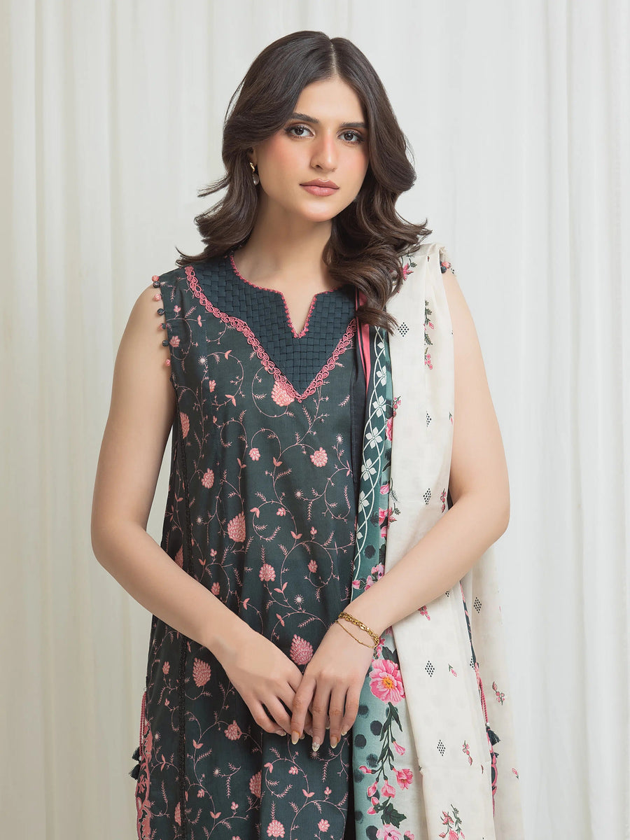 edenrobe Allure Lawn Unstitched Printed 3Pc Suit EWU6A1-36707