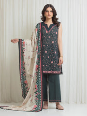 edenrobe Allure Lawn Unstitched Printed 3Pc Suit EWU6A1-36707