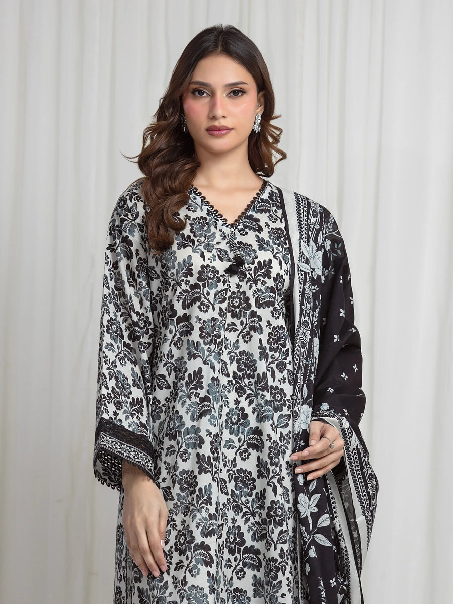 edenrobe Allure Lawn Unstitched Printed 3Pc Suit EWU6A1-36709