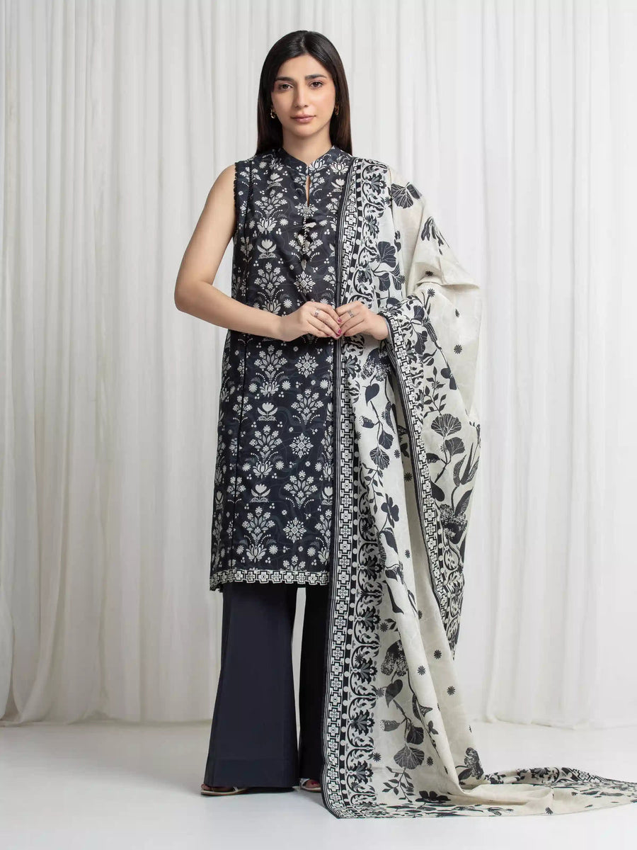 edenrobe Allure Lawn Unstitched Printed 3Pc Suit EWU6A1-36710