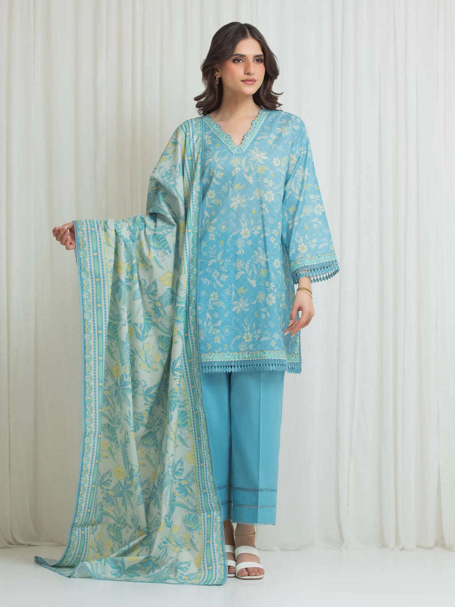 edenrobe Allure Lawn Unstitched Printed 3Pc Suit EWU6A1-36715