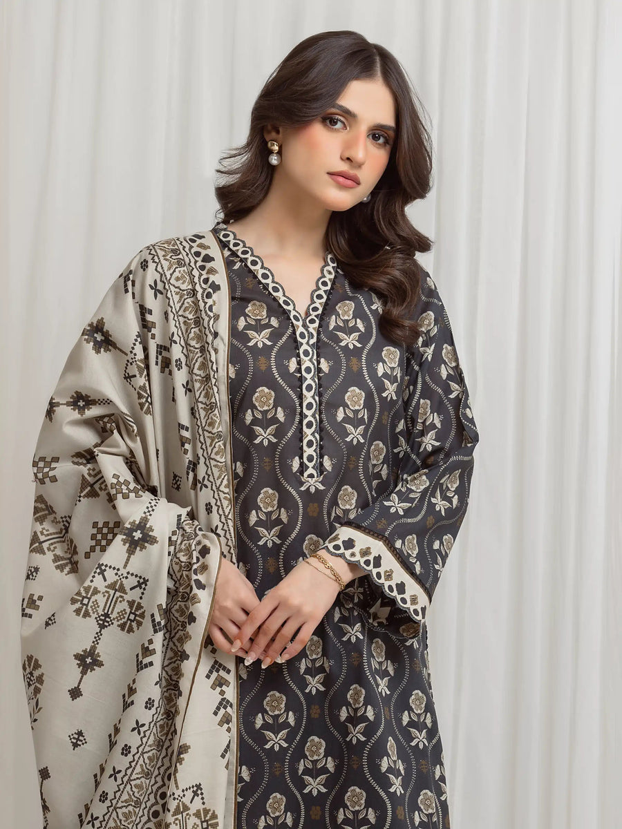 edenrobe Allure Lawn Unstitched Printed 3Pc Suit EWU6A1-36717