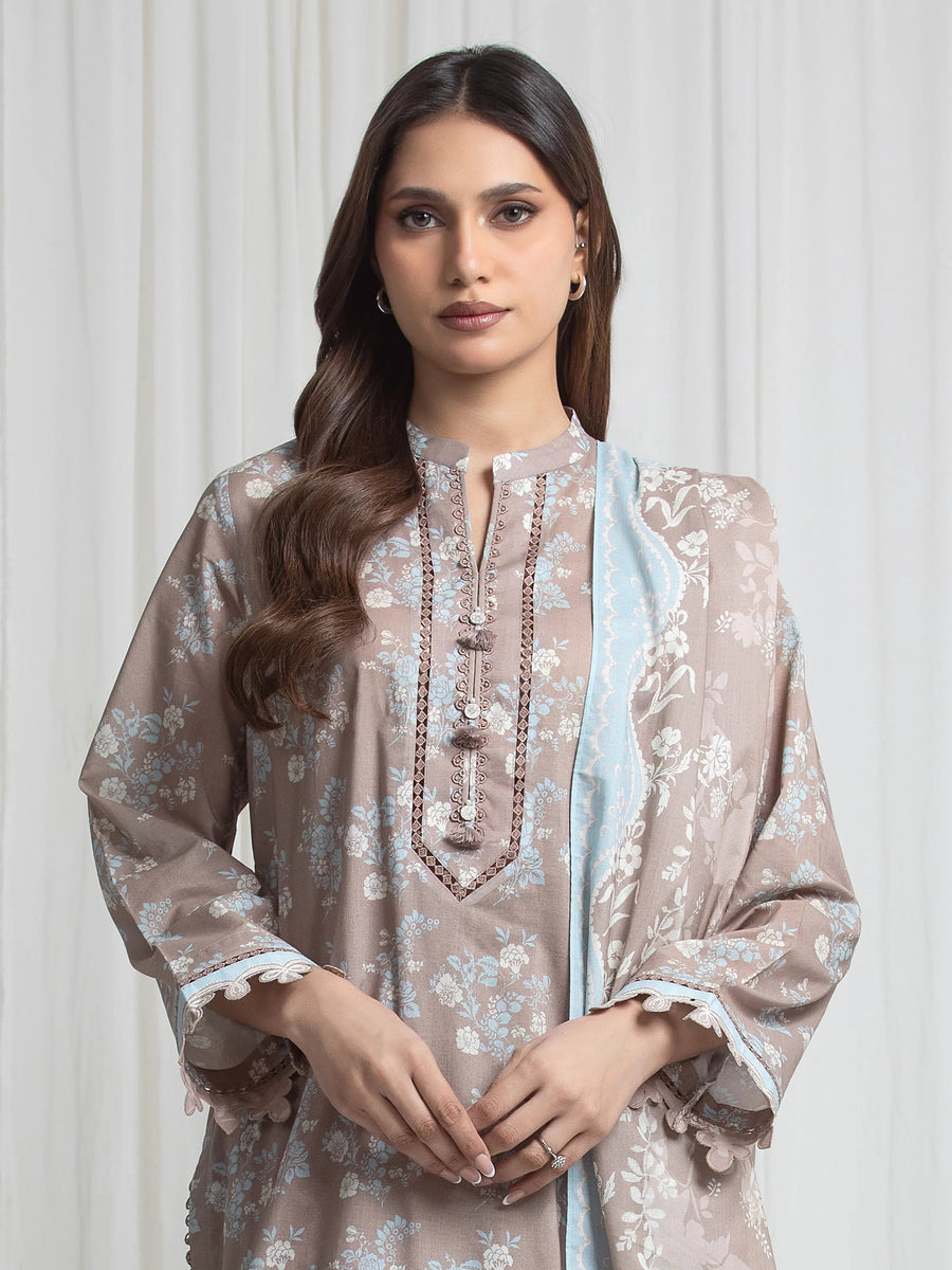 edenrobe Allure Lawn Unstitched Printed 3Pc Suit EWU6A1-36719