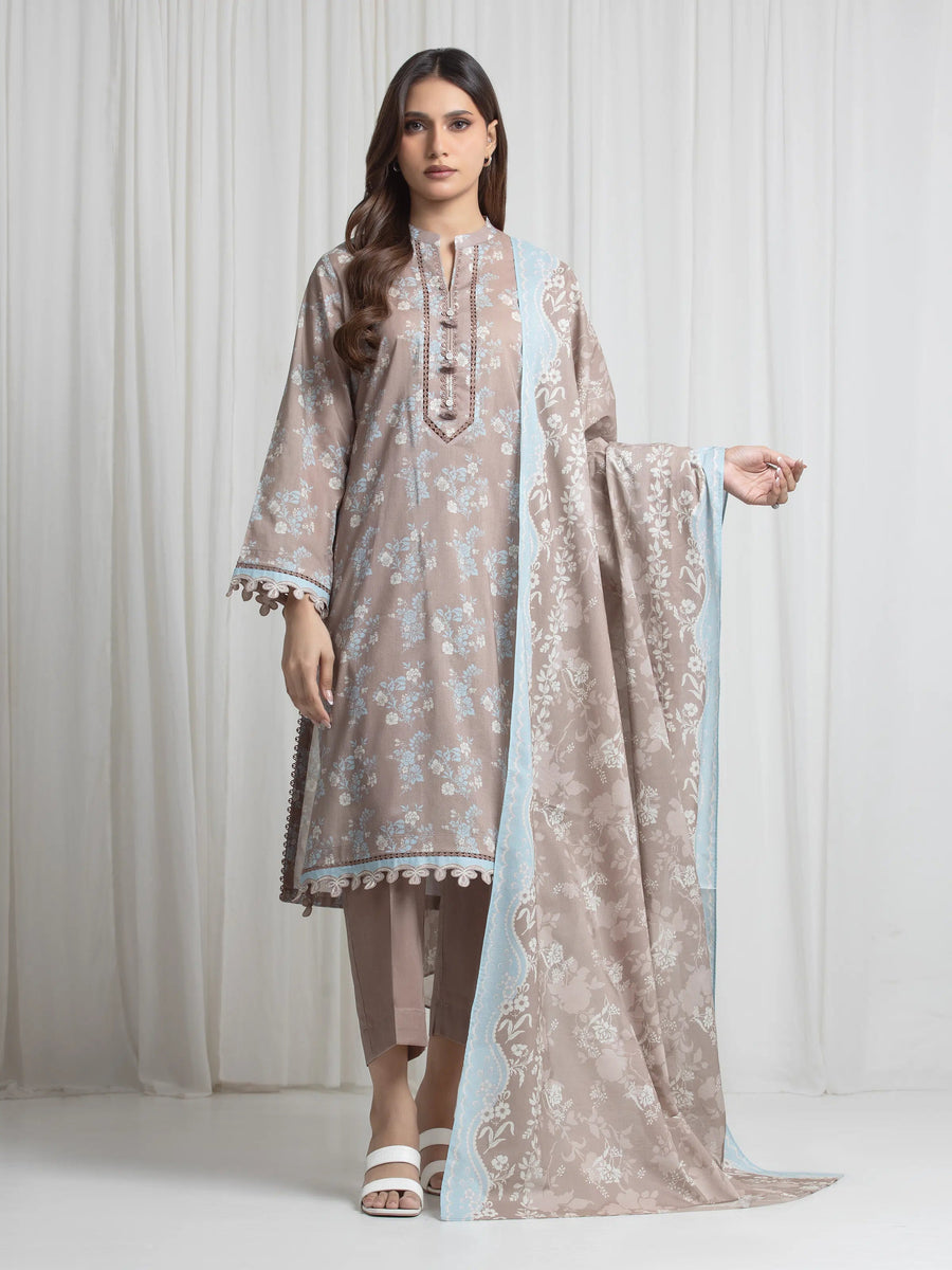 edenrobe Allure Lawn Unstitched Printed 3Pc Suit EWU6A1-36719